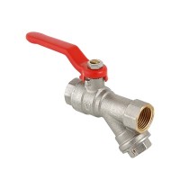 Кран шаровой со встроенным фильтром, стальная рукоятка3/4" вн.-вн.