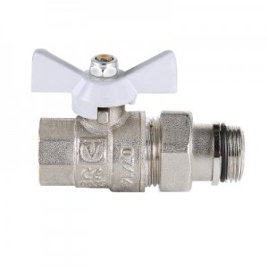 Кран шаровой BASE с полусгоном 3/4" вн.-нар. с доп. упл. (белая рукоятка)