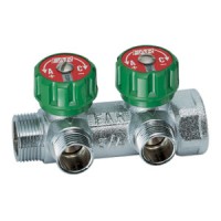Коллектор регулирующий FAR 3/4" (ВР-НР) с 2 отв. 1/2"EU с вставкой под плоское уплотнение