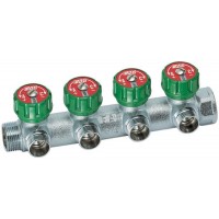 Коллектор регулирующий FAR 3/4" (ВР-НР) с 4 отв. 1/2"EU с вставкой под плоское уплотнение
