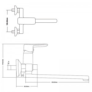 Смеситель ванна MELODIA Etude картридж д.35мм длинный излив 35см