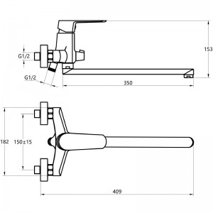 Смеситель ванна MELODIA Samba картридж д.35мм длинный излив 350мм