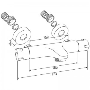 Смеситель ванна MELODIA Rock термостатический без аксессуаров хром