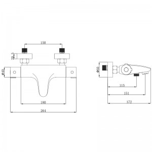Смеситель ванна MELODIA Rock термостатический без аксессуаров хром