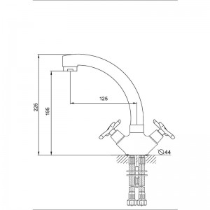 Смеситель кухня MELODIA Retro литой излив резина