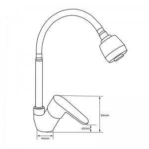 Смеситель кухня MELODIA Rock картридж 35мм гибкий излив хром