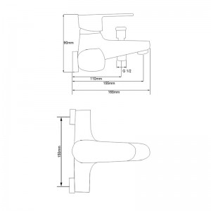 Смеситель ванна MELODIA Rock картридж 35мм короткий излив