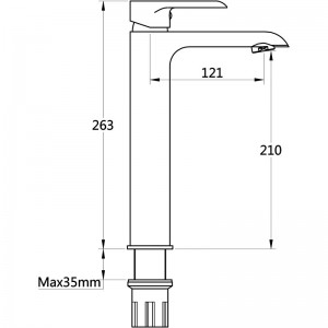 Смеситель умывальник MELODIA Metallica картридж 35мм высокий хром