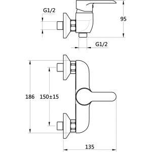 Смеситель душ MELODIA Metallica картридж 35мм хром