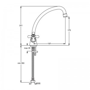 Смеситель кухня MELODIA Galateo крест керамика