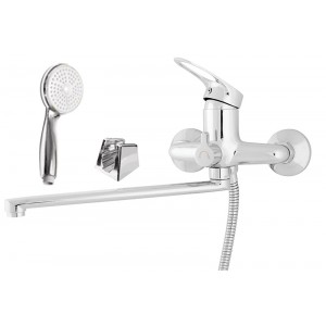 Смеситель ванна MELODIA Classica картридж д.40мм излив 350мм с акс. лейка 1ф.100мм круглая