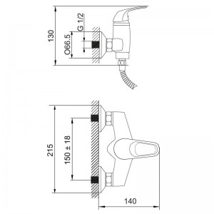 Смеситель душ MELODIA Classica картридж д.40мм с акс. лейка 1ф.100мм круглая