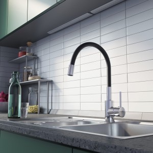 Смеситель для кухни с гибким изливом, глянцевый хром, Milardo Meal