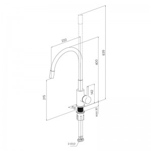 Смеситель для кухни с гибким изливом, глянцевый хром, Milardo Meal