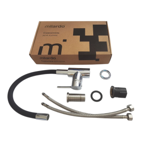 Смеситель для кухни с гибким изливом, глянцевый хром, Milardo Meal