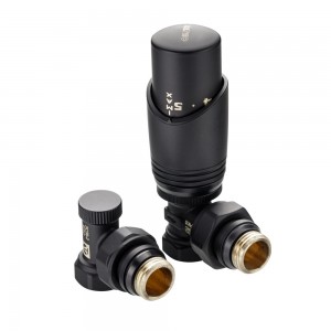 Комплект терморегулирующего оборудования для радиатора угловой 1/2 ", черный Комплект терморегулирующего оборудования для радиатора угловой 1/2 ", черный