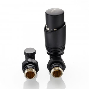 Комплект терморегулирующего оборудования для радиатора угловой 1/2 ", черный Комплект терморегулирующего оборудования для радиатора угловой 1/2 ", черный