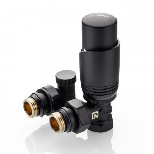 Комплект терморегулирующего оборудования для радиатора угловой 1/2 ", черный Комплект терморегулирующего оборудования для радиатора угловой 1/2 ", черный