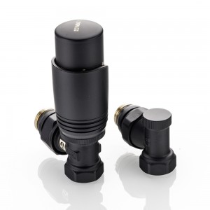 Комплект терморегулирующего оборудования для радиатора угловой 1/2 ", черный Комплект терморегулирующего оборудования для радиатора угловой 1/2 ", черный