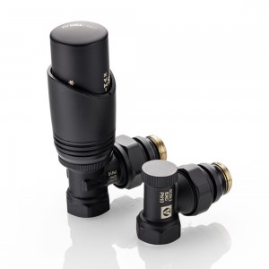 Комплект терморегулирующего оборудования для радиатора угловой 1/2 ", черный Комплект терморегулирующего оборудования для радиатора угловой 1/2 ", черный