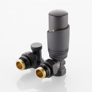 Комплект терморегулирующего оборудования для радиатора угловой 1/2 ", серый Комплект терморегулирующего оборудования для радиатора угловой 1/2 ", серый