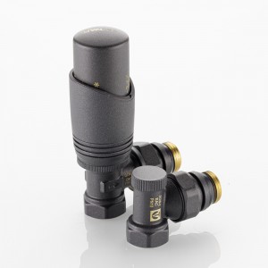 Комплект терморегулирующего оборудования для радиатора угловой 1/2 ", серый Комплект терморегулирующего оборудования для радиатора угловой 1/2 ", серый