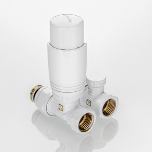 Комплект терморегулирующего оборудования для радиатора прямой 1/2 ", белый Комплект терморегулирующего оборудования для радиатора прямой 1/2 ", белый