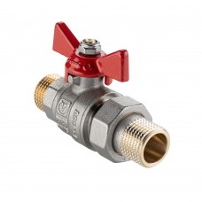 Кран шаровой BASE-ГОСТ со сгоном с рукояткой-бабочкой нар.-нар. DN20, PN40, 3/4"