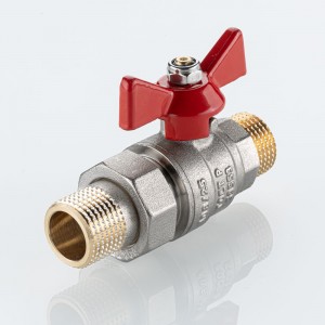 Кран шаровой BASE-ГОСТ со сгоном с рукояткой-бабочкой нар.-нар. DN20, PN40, 3/4"