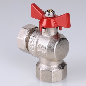 Кран шаровой BASE угловой с накидной гайкой 1/2" вн.-вн. (короткий)