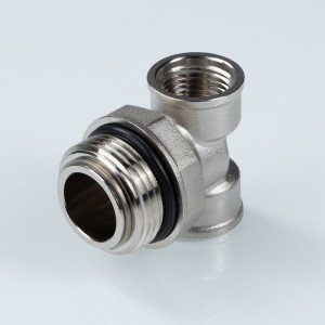 Тройник коллекторный с вращающимся штуцером 3/4"х1/2"х1/2" нар.-вн.-вн. Тройник коллекторный с вращающимся штуцером 3/4"х1/2"х1/2" нар.-вн.-вн.