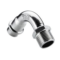 Отвод 90* с переходом на  нар. р., нерж. сталь 18х3/4" Отвод 90* с переходом на  нар. р., нерж. сталь 18х3/4"