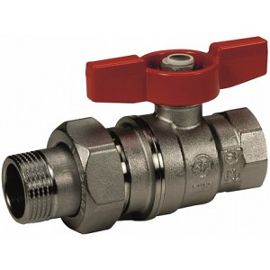 Кран шаровой Gekon хромир. ручка-бабочка, 1/2" (вр-американка)