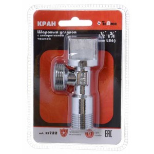 Кран шаровой угловой  TRm 1/2"*3/4" с отражателем (тип L86)
