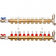 Распределительный коллектор из латуни с расходомерами 10 вых. STOUT
